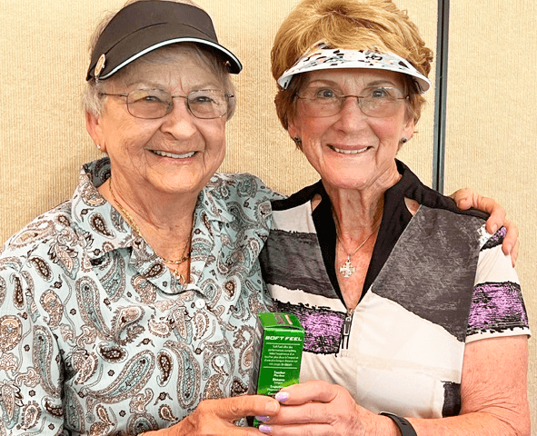 Annie Bassford and Patti Bell with Priscilla Piper ( not pictured) in a three way tie for low putts with 29!