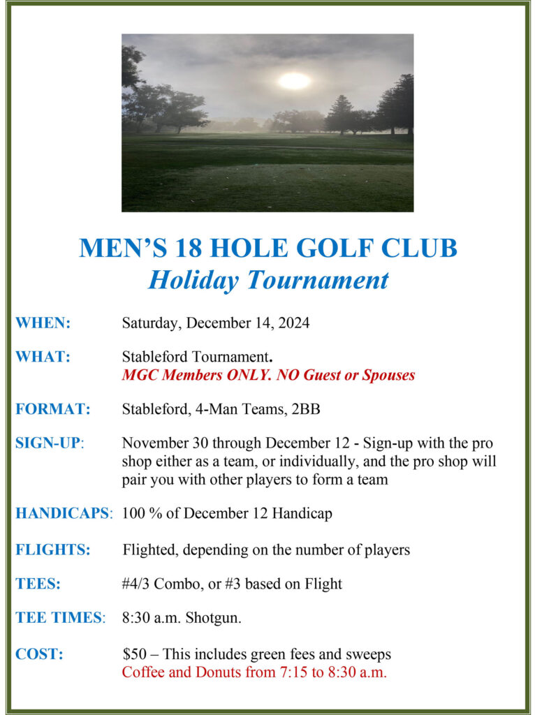 Poster for Men's Club Holiday Tournament