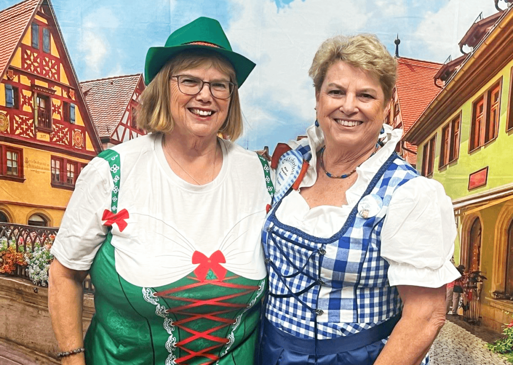 Glen Arden resident Joanne Fraser (right) with guest Laurie Aknin (left).