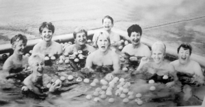 Calendar Girls (left to right): Phyllis Mueller, Claire Hindtergardt, Anna Hewitt, Barbara Gerwe, Peggy Marlow, Wendy Ferguson, Sally Schauer, Jill MacMitchell and Jean Gillette.