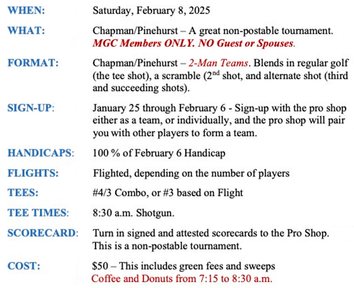 President Day18 Hole MEN Details