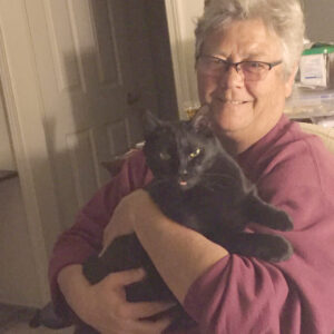 Patti Hayes holding her cat