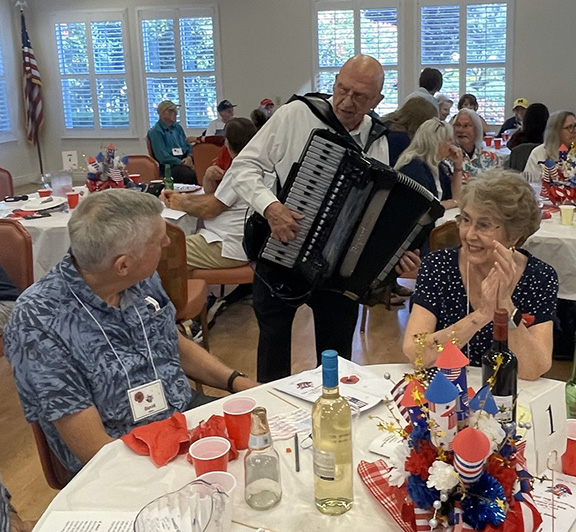 Accordionist Joe Domitrowich Interacting with Audience