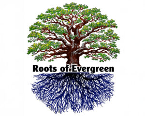 The Roots of Evergreen series image with a green leafy oak tree above dense roots