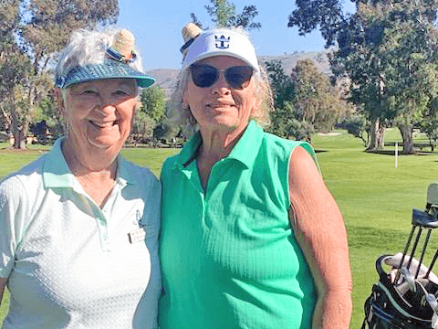 Bonnie Evans and our new Shoni, Linda McChesney, wearing their mini-sombreros.