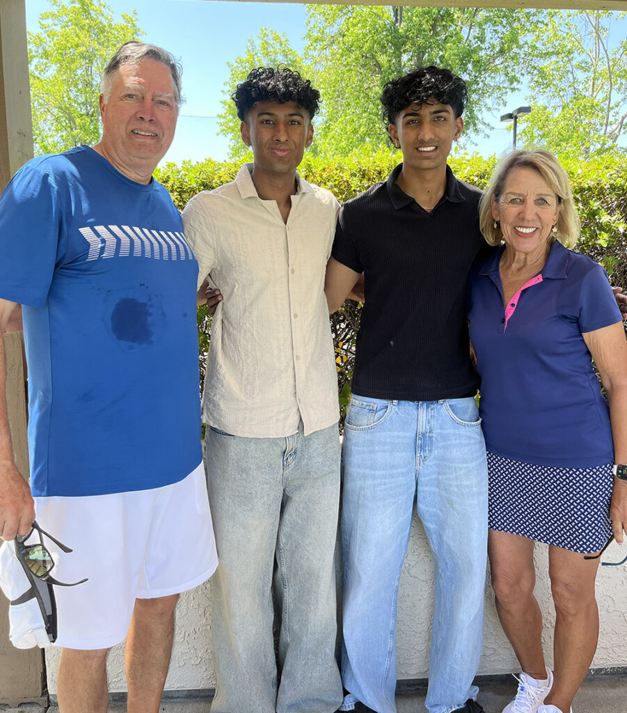 Left to right: Mike Tuft, twins Pranav Kalipatnapu and Siddarth Kalipatnapu, and Gail Tuft.